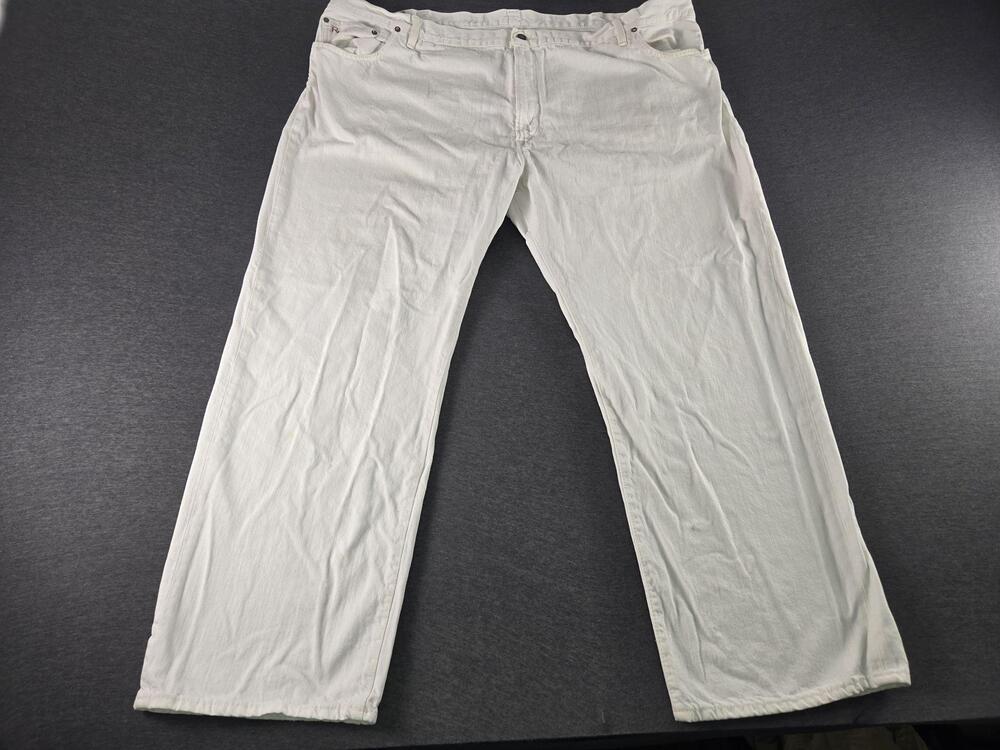 Polo Ralph Lauren Dungarees Jeans Mens 52x30 White Relaxed Straight Denim Pants
